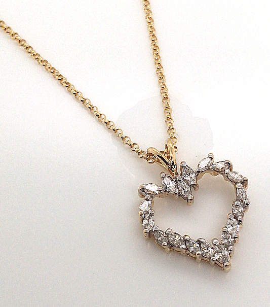 14Y Marquise Diamond Heart - Pendant Only