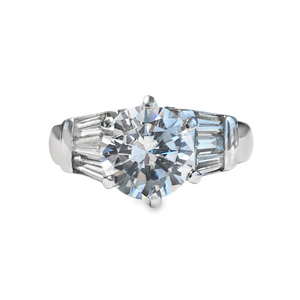 Platinum Channel Set Baguette Diamond Semi-Mnt .63cttw sz6.5