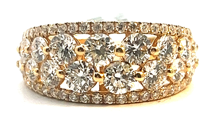 18Y Double Row Shared Prong Diamond Tapered Band with French Set Edges  64 RBC = 2.30ctw