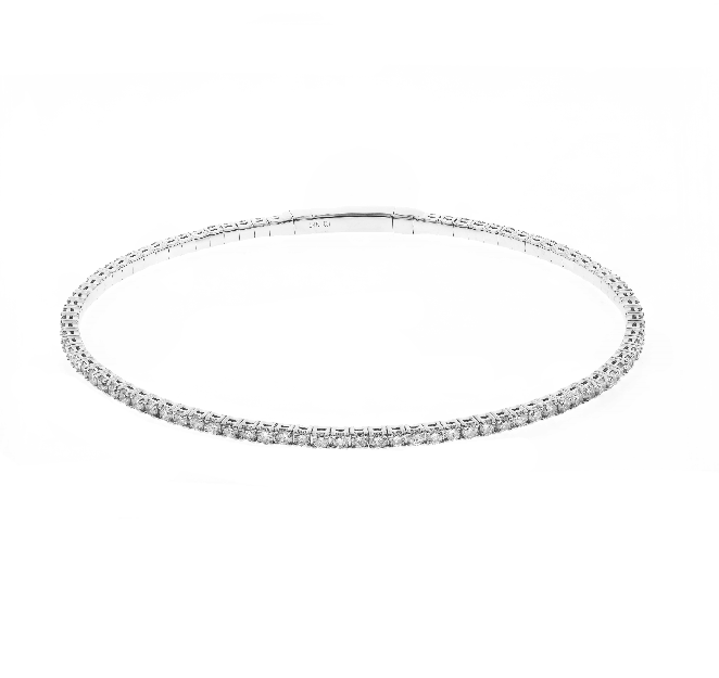 14W Round Diamond Flexible Bangle Bracelet 2.28ctw