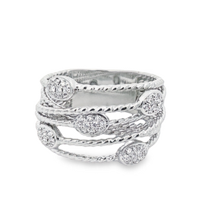 18W Multi-Row Pave Diamond Station Wrap Band, D=.21ctw