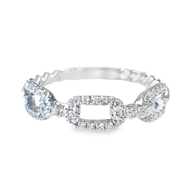 18W Twisted & Interlocking Pave' Diamond Band 46D=.24ctw
