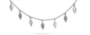 14W Diamond Leaf Styled Dangle Necklace 180D=0.43ctw