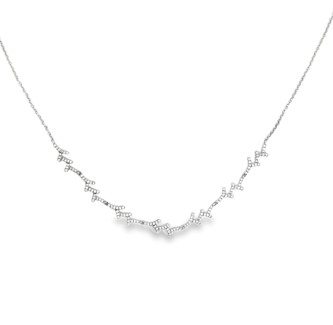 14W Dainty Geometrical Branch Diamond Necklace  133D=.34ctw