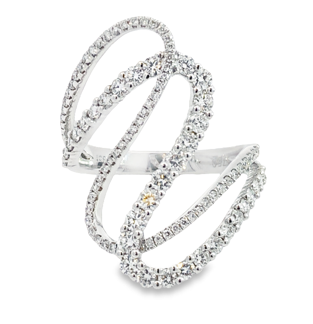 18W Rd Diamond Open Elongated Squiggle Ring  94 RD=1.13ctw