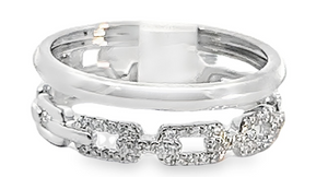 14W Diamond Cable Link and Knife Edge Band Duo Ring  70D=.16cts