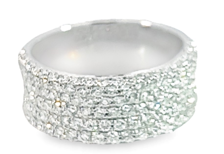 18W 8mm Concaved Rd Pave' Diamond Band    129 round diamonds=1.27 carats total weight