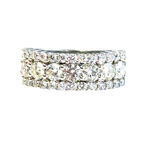 14W 1.76ctw H/I SI1-SI2 3 Row Rd Diamond Band Size 6  33 RBC = 1.76ctw