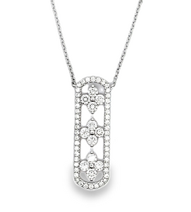 18W Pave' Diamond Vertical Pendant with Three Diamond Clovers