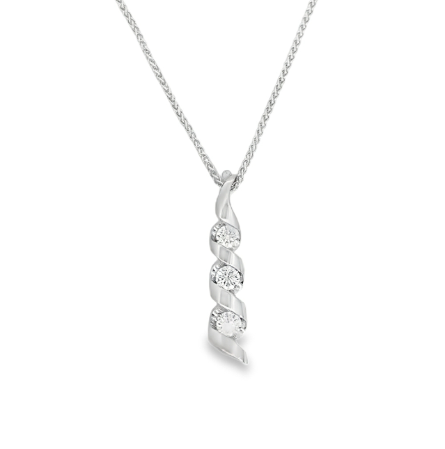 14W Channel Set Round Diamond Sirena Collection Spiral Pendant Only