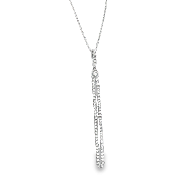 18W Diamond Double Vertical Bar Pendant and Chain