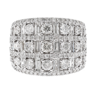 14 White, Wide Round/Straight Baguette Diamond Ring 3.56ctw Size 7