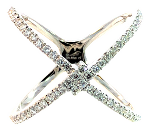 18W Open "X" Pave' Diamond Ring .45ctw