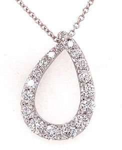 18W Open Pear Diamond Pendant w/ 16"-18" open Cable .65ctw
