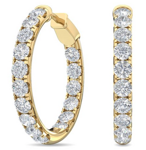 14Y 4.05ctw LG Diamond Inside/ Outside Hoops with Push Locks  F-G/VS1 27x4mm 32 RBC