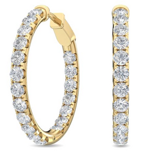 14Y 3.00ctw LG Diamond Inside/Outside Oval Hoops with Push Locks  27x3.6mm 38 RBC  F-G/VS1