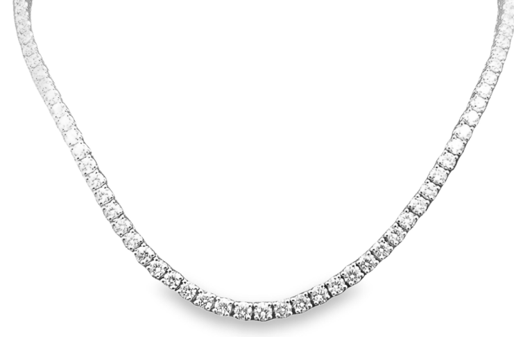 14W RBC Lab Grown Diamond 4 Prong Tennis Necklace 16"  119D=13.12ctw  EF/VS
