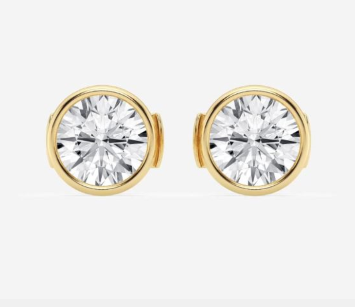 14Y 1.44ctw 5.6mm E/VS2 LG RBC Bezel Martini Stud Earrings  Lab Created Diamonds