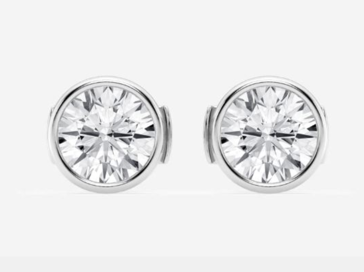 14W 1.69ctw 6mm E/VS2 LG RBC Bezel Martini Stud Earrings  Lab Created Diamonds