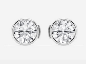 14W 1.69ctw 6mm E/VS2 LG RBC Bezel Martini Stud Earrings  Lab Created Diamonds