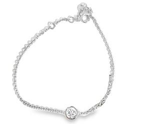 14W .55ct RBC LG Diamond Bezel Set Bracelet with Adj Chain