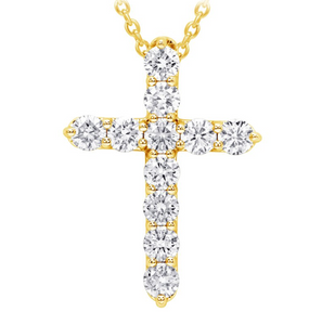 14Y Shared Prong Rd Diamond Cross, .75ctw H/SI1