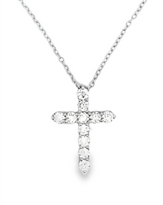 14W Shared Prong Diamond Cross .75cts tw H/SI1