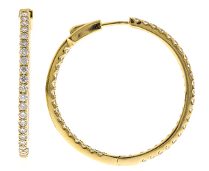 14Y Inside/Outside Round Diamond Hoops with Push Lock Posts