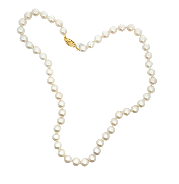 14W 16" 6.5-7mm Akoya Pearl Necklace B-Grade Clasp