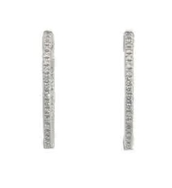 14W 1" Round Inside Out Diamond Hoop Earrings 1cttw
