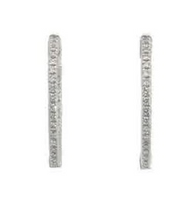 14W 1" Round Inside Out Diamond Hoop Earrings 1cttw