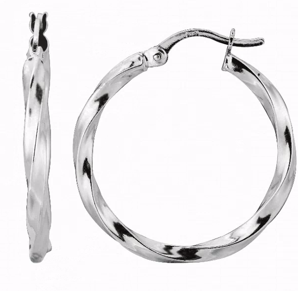Sterling Silver Twisted Hoop Earrings
