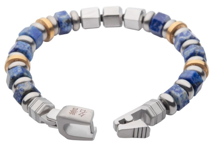 St. St. Mokume Gane & Lapis Lazuli Bead Bracelet 7.75''  MEIYO: Honor