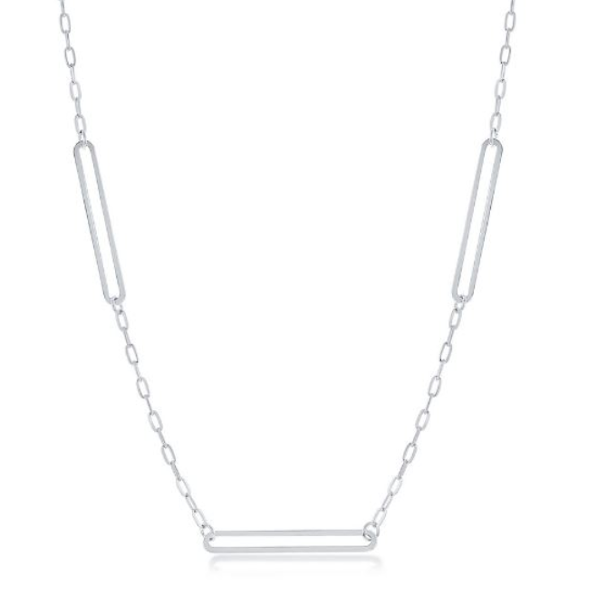 Sterling Silver 3 Large Paperclip Chain Necklace 16-18"