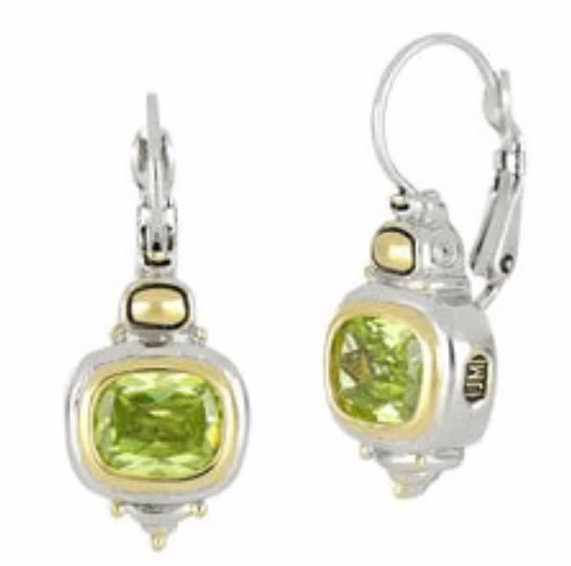 Premium Alloy and Green CZ Dangle Earrings John Medeiros Jewelry
