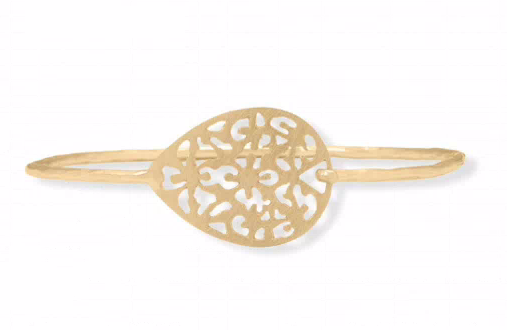 14K Gold Plated Sterling Silver Filigree Bangle Bracelet