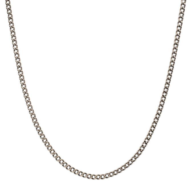 Titanium 4.35mm Flat Curb Chain Necklace w/ Lobster Clasp 18''