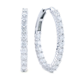 18W Round .75" In/Out Diamond Hoop Earrings