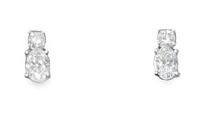 10W Two Stone Rd and Oval Stud Earrings, .50ctw