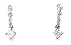 10W Shared Prong Rd Diamond with P/C Diam Drop Earrings, .33ctw