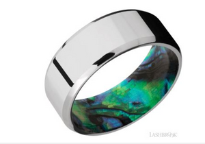 Tantalum Flat 7mm Band with Black MOP Inlay