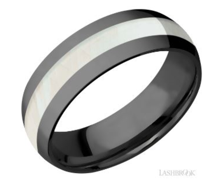 Zirconium 7mm Domed Band with FW MOP Inlay