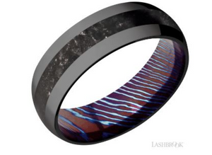 Tantalum 8mm Band with Black Onyx Inlay & Damascus Sleeve