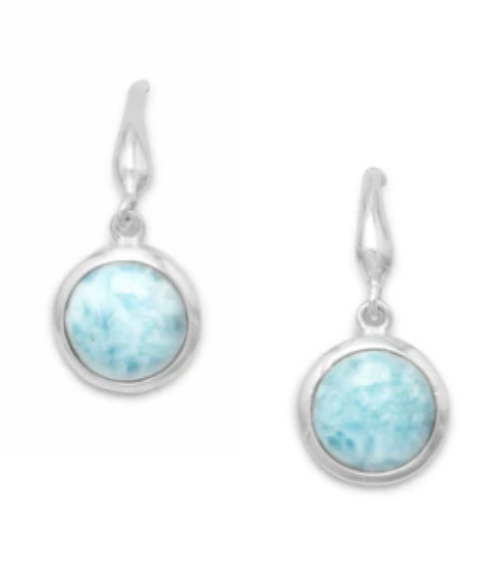 SS Round Larimar Earrings