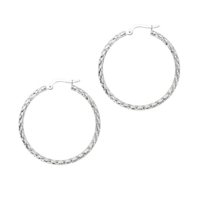 14W Sparkle Open Wire Round Hoop Earrings