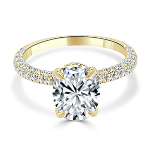 14Y Round Diamond Pave Semi-Mount for 2ct Oval Center