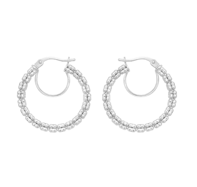 14W Ice Chain Style Round Hoops with Hinged Clasp