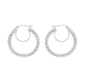 14W Ice Chain Style Round Hoops with Hinged Clasp