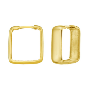 14Y Polished Square Hoops with Snap Closure