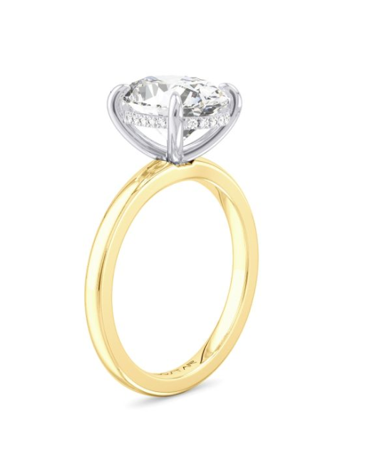 14TT Oval Cut Solitaire With Hidden Halo For 2.00ct/10x8mm sz 6